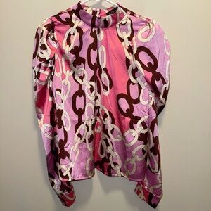 Pink and Brown Graphic Blouse
